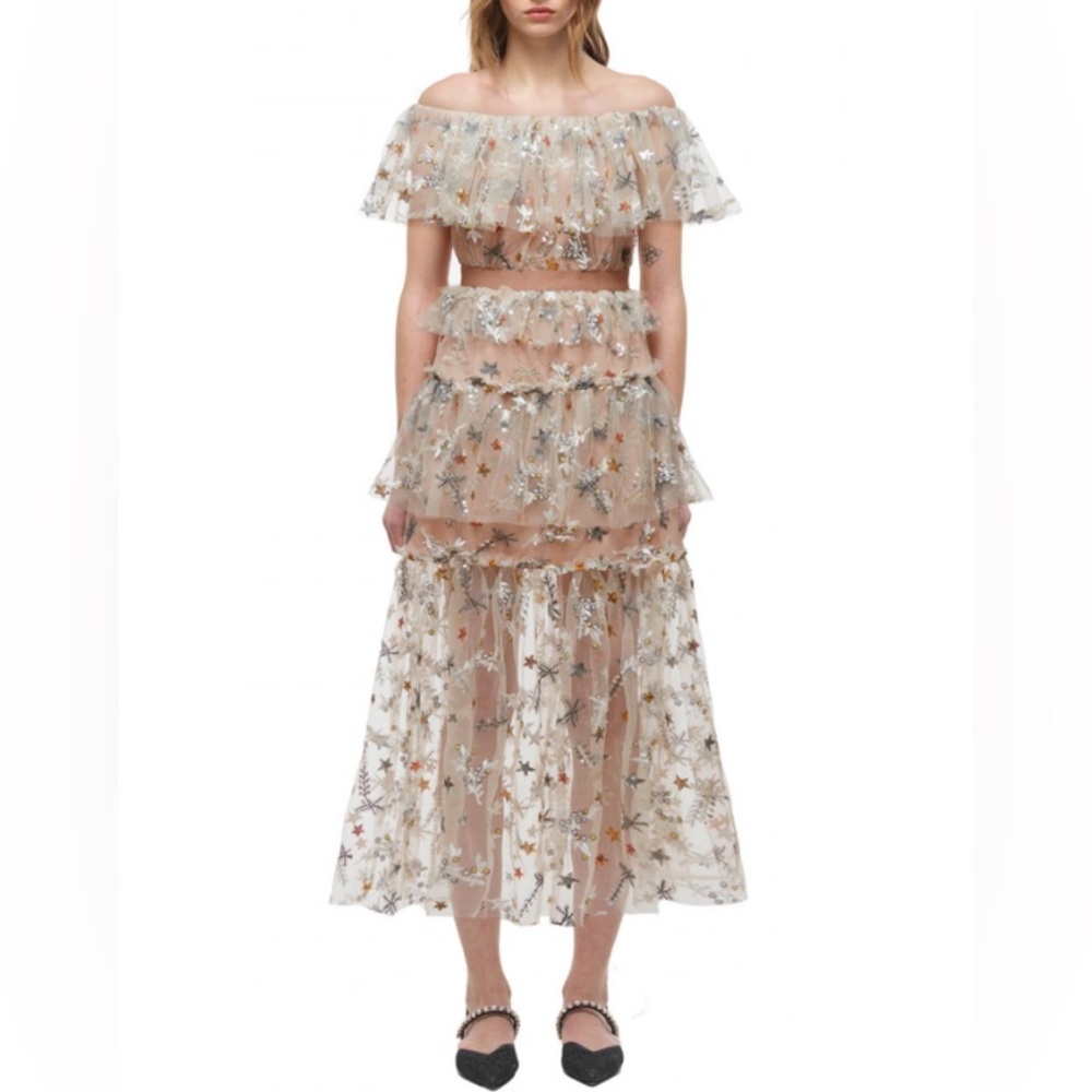Self Portrait 	Star Embellished Midi Dress